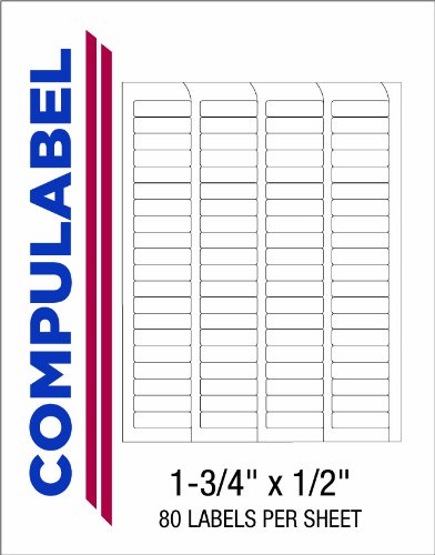 Compulabel 310555 White Return Address, FAB, Labels for Laser and Inkjet Printers, 1 3/4 x 1/2 Inch, Permanent Adhesive, 80 per Sheet, 100 Sheets per Carton