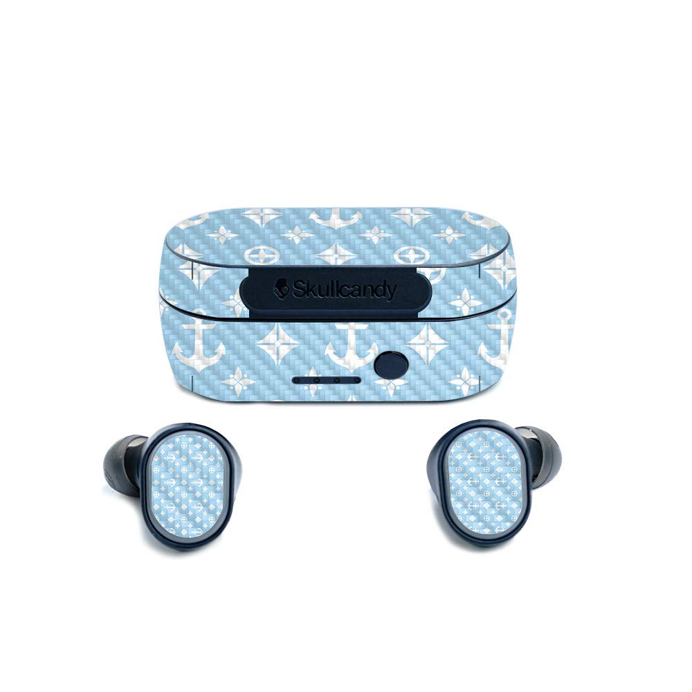 MIGHTY SKINS MightySkins Carbon Fiber Skin for Skullcandy Sesh True Wireless Earbuds - Baby Blue Designer | Protective, Durable Textured Carbon Fiber Finish | Easy to Apply | Made in The USA