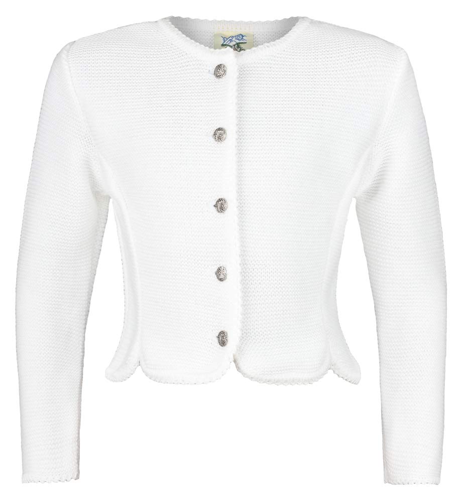 Isar-Trachten Strickjacke Amy für Mädchen 47068 - Weiß | Kinder Mode für Hochzeit Kommunion Taufe