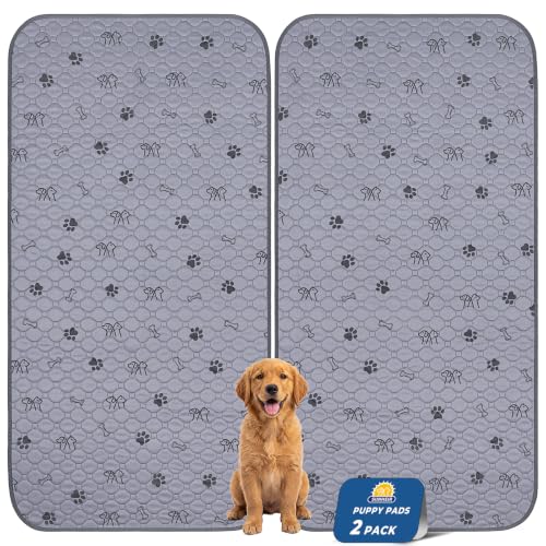 Image of Sunheir Washable Pee Pads for Dogs, 2 Pack 36 inch x 72 inch Waterproof Puppy Pads | Thick, Reusable, Absorbent and Non-Slip, Extra-Long Pet Mats for Kennels, Playpens and Furniture Protection