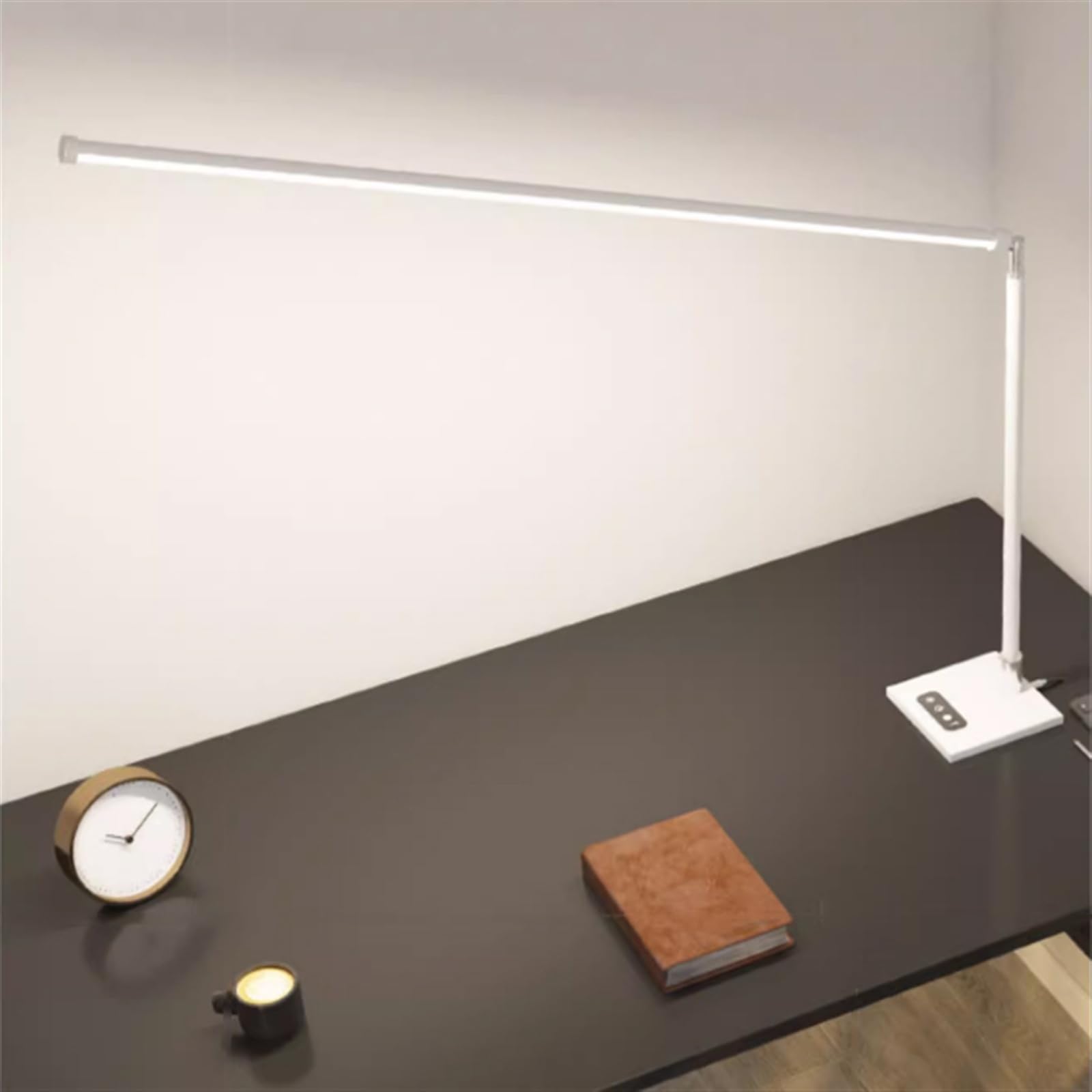 Lámpara de escritorio Lámpara de escritorio LED, luz de escritorio regulable 4000K, lámpara de protección ocular táctil de 12W con atenuación continua, luz nocturna, temporizador automático de 45 minu