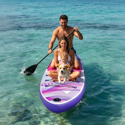 Image of Inflatable Stand Up Paddle Board Extra Wide SUP Board with Removable Fin with Premium SUP Paddle Board Accessories, Wide Stable Design, Non-Slip Comfort Deck for Youth & Adults