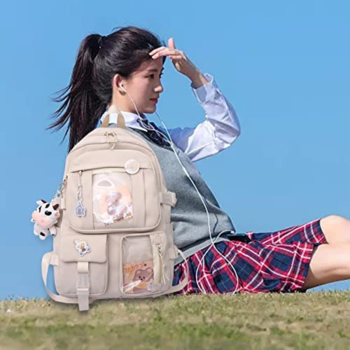 NC Mochila Kawaii Anime Mochila Escolar Antifurto Feminina Bolsa de Viagem Meninas - Branco