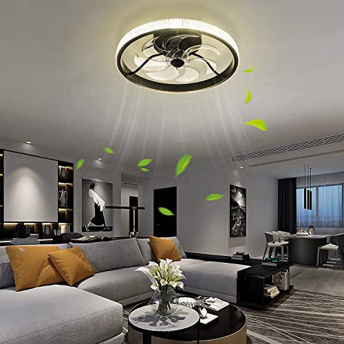 ELINKUME-Modern-Ceiling-Fans-with-Remote-and-LightsFlush-Mount-Ceiling-FanLow-Profile-Ceiling-Fan19-LED-Ceiling-Fan-for-bedroom-6-speed7-Blades