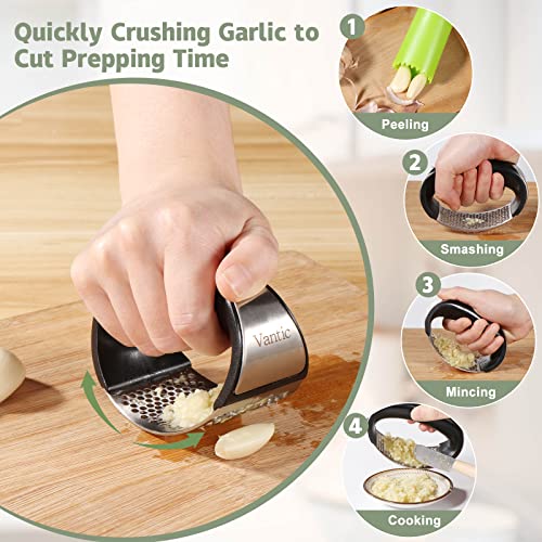Vantic Garlic Press Rocker - Stainless Steel Garlic Mincer Garlic Crusher, New Innovative Garlic Chopper with Peeler and Scraper for Smash Garlic - Image 5