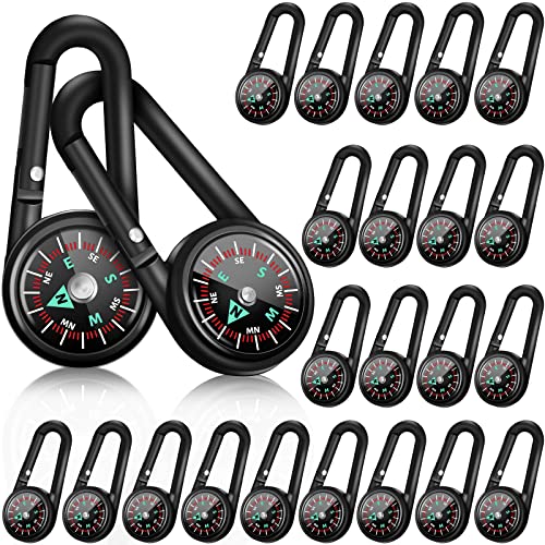 Kanayu Magnetic Compass Keychain Small Pocket Mini Compass Survival Hiking for Adults Camping Backpacking Accessory(24 Pcs)