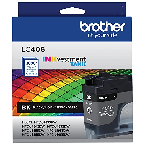 Image of Brother Genuine LC406BK Standard Yield Black INKvestment Tank Ink Cartridge,(Pack of 2)
