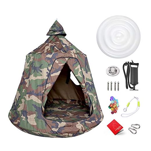 Kids Outdoor Waterproof Play Tent Hanging Hammock with Lights String (Camouflage)
