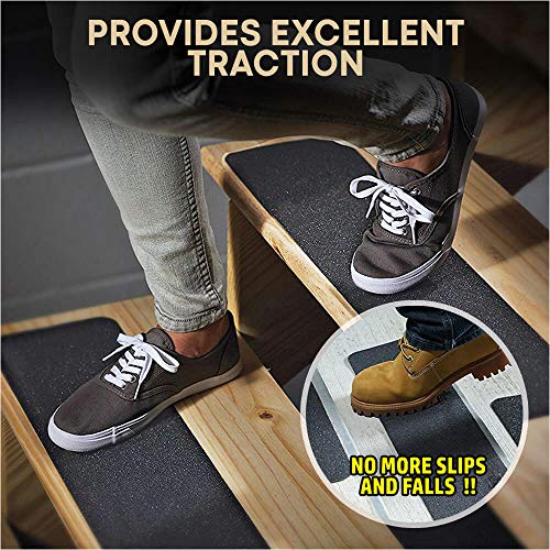 Stair Treads For Wooden Steps Indoor And Outdoor 6” X 24” (5-Pack) - Grip Tape For Stairs, Concrete Stairs, Etc. (Works On All Surfaces & Weather) | Waterproof Anti Slip Tape, Strong Non Skid Tape #TOP1