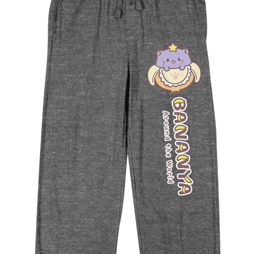 Bioworld Bananya Masked Character Adult Gray Heather Sleep Pajama Pants2