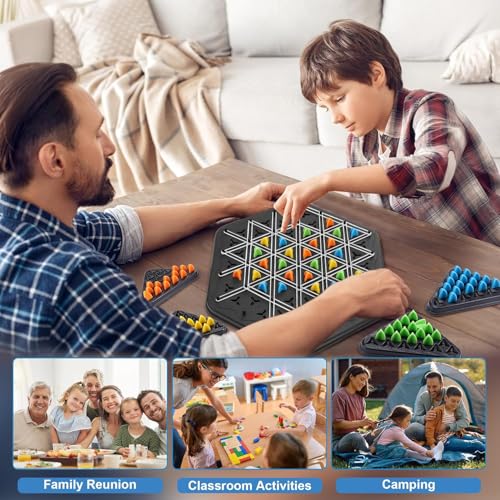 Image of Awestuffs Triangle Board Game, Territory Capture Family Game, Chain Triggle Chess Brain Teaser Strategy Puzzle Toys 2 to 4 Players (Chain Triangle Chess)