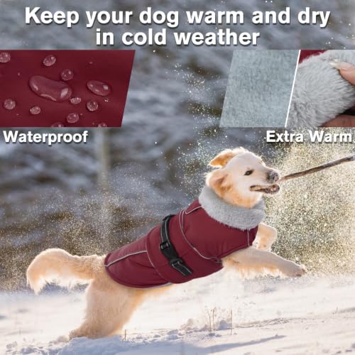 Image of Lelepet Dog Coat Waterproof Dog Jacket Fleece Vest with Adjustable Buckle