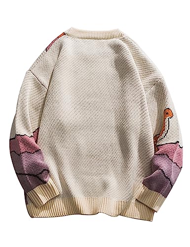 Arssm Mens Oversized Dinosaur Knit Pullover Sweater Fashion Cartoon Unisex Sweater Long Sleeve Crewneck Vintage Tops2