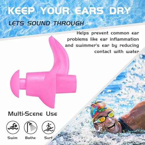 Image of James HealthPlus 1 Pair Earplugs Waterproof Soft Texture Silicone Portable Ear Plugs for Water Sports Swimming with Storage Box