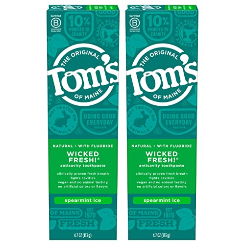 Tom's of Maine Natural Wicked Fresh! Fluoride Toothpaste, Spearmint, 4.7 oz. 2-Pack (Packaging May Vary)