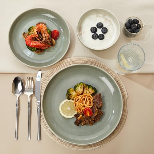 Pokini Stoneware Dinnerware Sets, Ceramic Plates and Bowls Set, Microwave & Dishwasher Safe Kitchen Dishes, Modern Dinner Plates | Salad Plates | Cereal Bowls, Dishware Sets Service for 4 - Image 5
