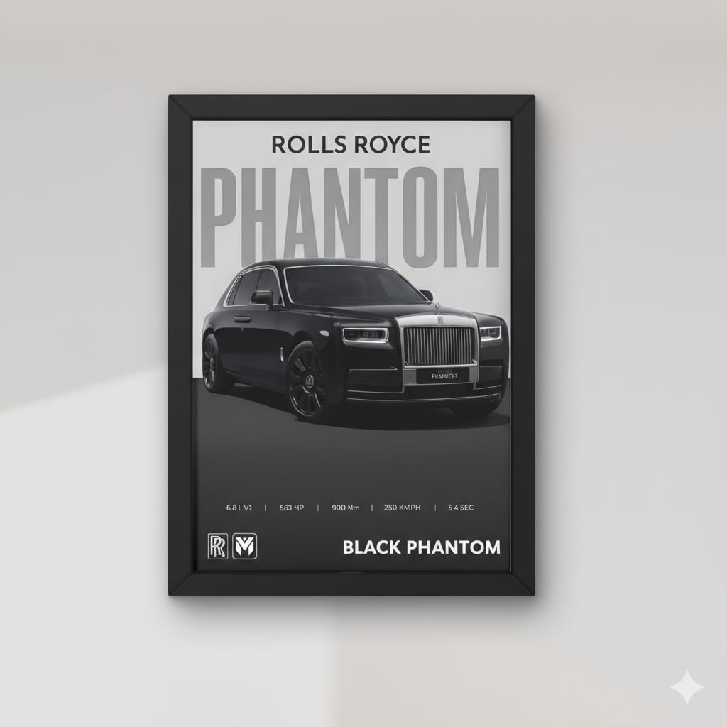 VK Craft Creations Wall Frame Poster | Framed Artwork for Living Room & Bedroom Décor | Bold Automotive Wall Art Gift for Men, Boys & Car Enthusiasts, 12 x 9 inch Pack of 1 (Style 35)