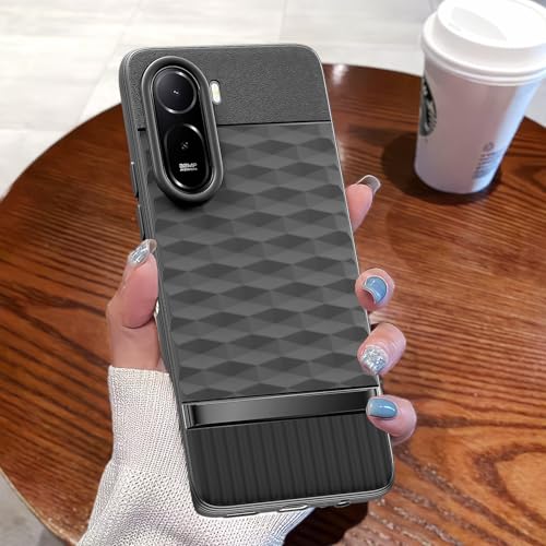 Image of Pikkme Back Cover for Redmi A7 Pro /Poco C85x 5G Camera Protection 3D Hexa Cube Design Silicone Protective Bumper Case (Black)
