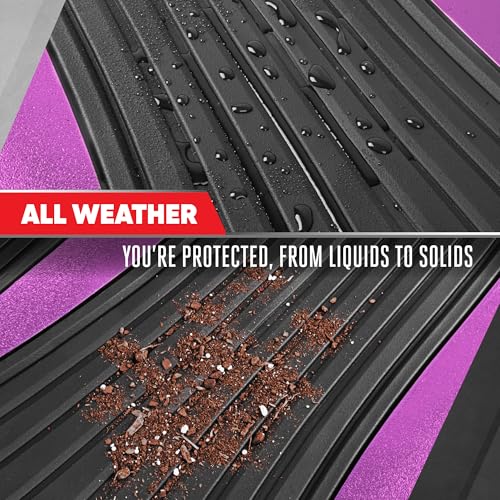 Image of Motor Trend ChromeTech Car Floor Mats Full Set - Durable Rubber Floor Mats for Cars with Two Tone Accent, All Weather Interior Protection for Front and Rear with Non-Slip Backing, Black & Pink
