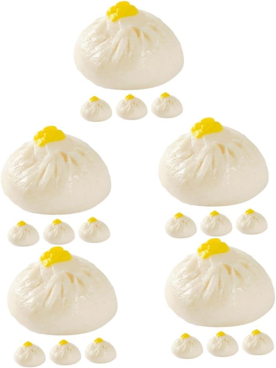 Kisangel 5sets 4pcs Realistic Steamed Stuffed Bun Model Vivid Simulation Food Decor for Photo Props Kitchen Party Wedding Restaurant Decoration 4pcs*5