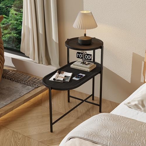 JASONBLUE Wooden Coffee Table with Storage Shelf, 2 Tier Living