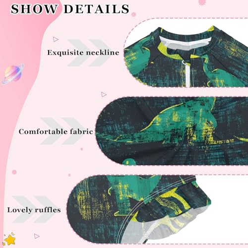 Cute Green Dinosaurs One Piece Swimsuits for Girs Rashguard Swimwear with Zipper 3T 202b87454