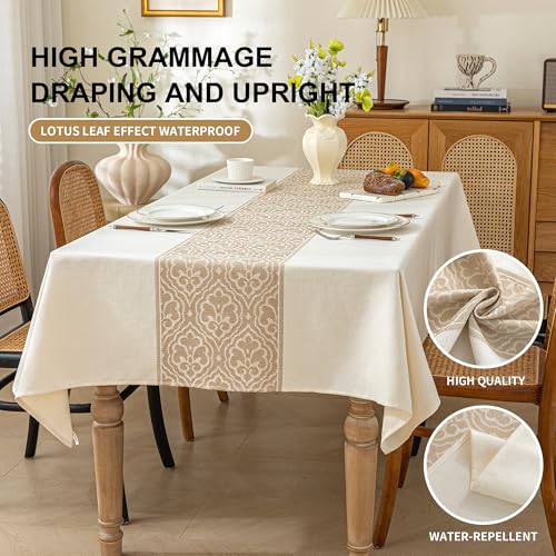 Linen Tablecloths for Rectangle Tables,6 FT Table Cloth Advanced Waterproofing Technology for Dinningroom,Farmhouse