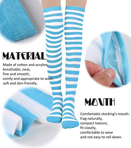 FIBO STEEL 6 – 9 pares de meias compridas até a coxa femininas listradas na altura do joelho