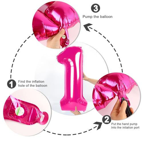 Image of Number 7 Balloon Birthday Decorations, 40In Hot Pink Balloons for Party | Eye-catching Appearance, Perfect Decorative Centerpieces, Convenient Self-sealing Structure, Widely for Various Occasions