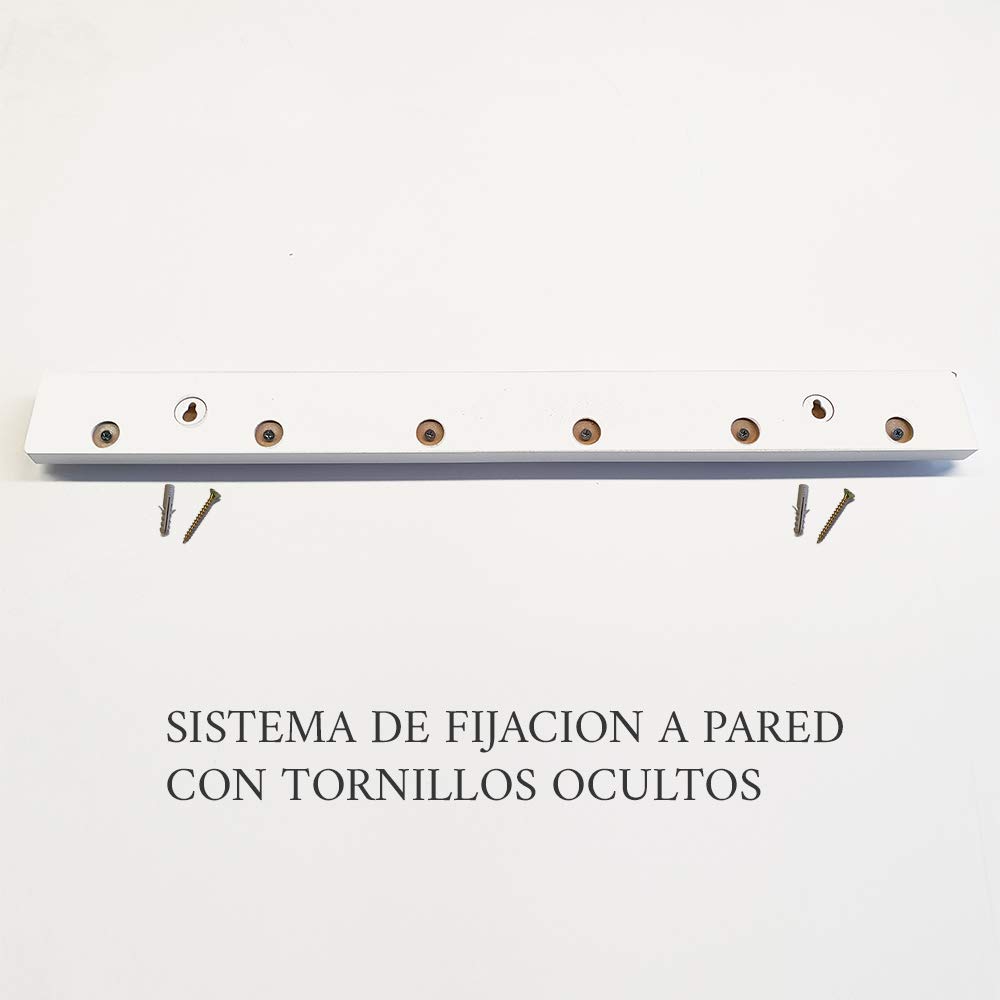 PERCHA pared madera diseño moderno NÓRDICO escandinavo BLANCO con 6 GANCHOS inclinados madera