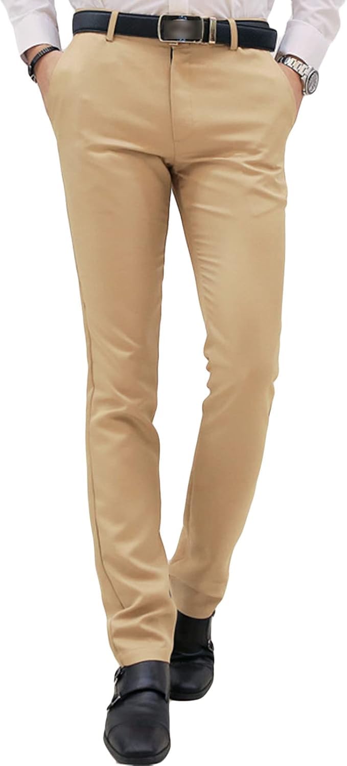 Maiyifu-GJ Mens Slim Stretch Dress Pants Casual Business Formal Trousers Comfort Lightweight Skinny Casual Pant