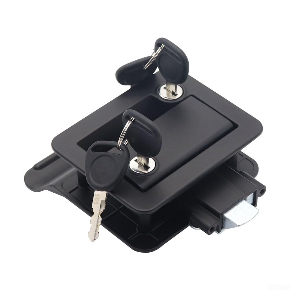 Serratura per porta d'ingresso RV in lega di zinco con chiave, antifurto per roulotte e camper, set di maniglie di sicurezza resistenti alle intemperie con viti di montaggio, nero