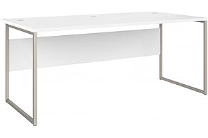 White 72\" Bush Business Furniture Hybrid Computer Desk