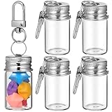 Garneck Llaveros Mini Botellas de Vidrio Transparentes 7 Ml, 5 Piezas, Frascos Decorativos para Perfumes, DIY Botellas de Deseos, Accesorios para Manualidades y Regalos