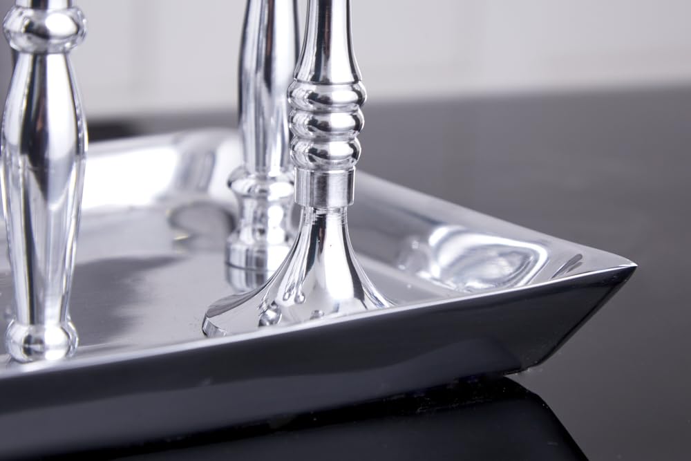 riess-ambiente Kerzenständer MODERN BAROCK 7-flammig Silber Aluminium poliert Kerzenhalter Deko-Platte Kerzenhalter Stabkerzenhalter Esstischdekoration