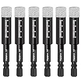 Mgtgbao 6pc 1/2” Dry Diamond Drill Bits Set,6PCS 12mm Hex Shank Core Drill Bit Brazed with Cooling Wax for Porcelain Tile Ceramic Concrete Granite Marble Hard Materials (not for Wood).