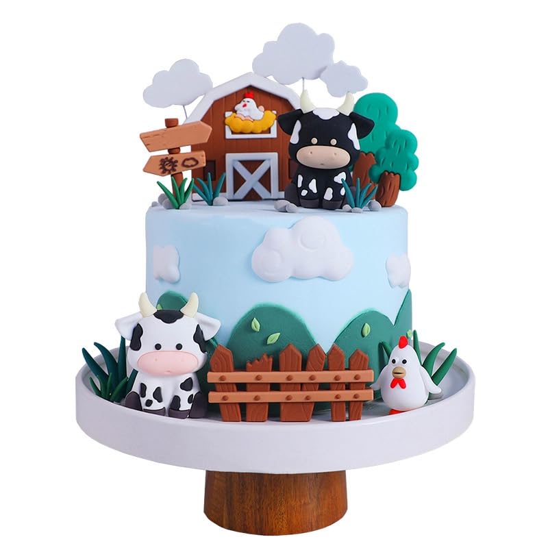 16 PCS Cow Cake Toppers Barnyard Cake Topper Farm Themes Cupcake toppers Farm Animals Cake Decor