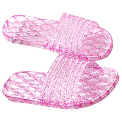 Women Jelly Shoes Plastic Slippers Glitter Clear Flats Slip On Summer Beach Slippers for Travel