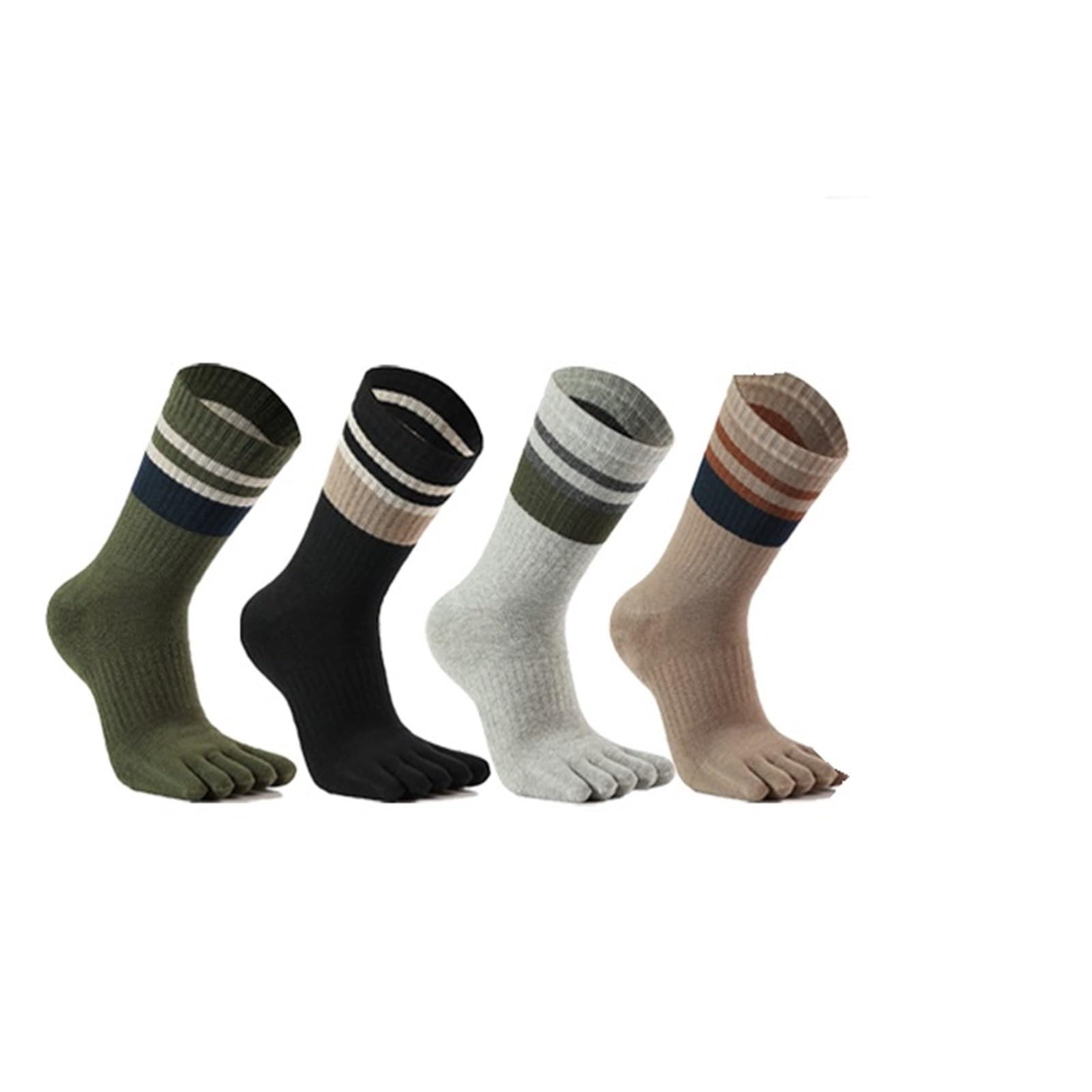Zehensocken 5 Paar Zehensocken for Herren, Baumwolle, gestreift, dick, weich, elastisch, schweißabsorbierend, warm halten, Partykleid, Lange 5-Finger-Happy-Socken(Multi)