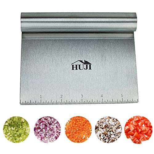 Huji Stainless Steel Multi-Purpose Scrapper/Chopper With Ergonomic Handle (1 Pack, 5.75" X 4.75") #TOP6