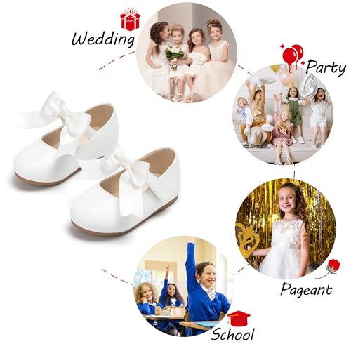 Image of PHIRAMIN Tollder Girl Dress Shoes - Little Girl Ballet Flats for Wedding Party