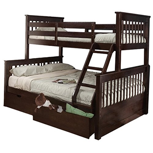 Image of APRODZ Fragho Sheesham Wood Bunk Bed with 2 Drawer Storage | Wooden Twin Over Bed with Ladder for Kids' Room Bedroom Living Room Home (Brown Finish)