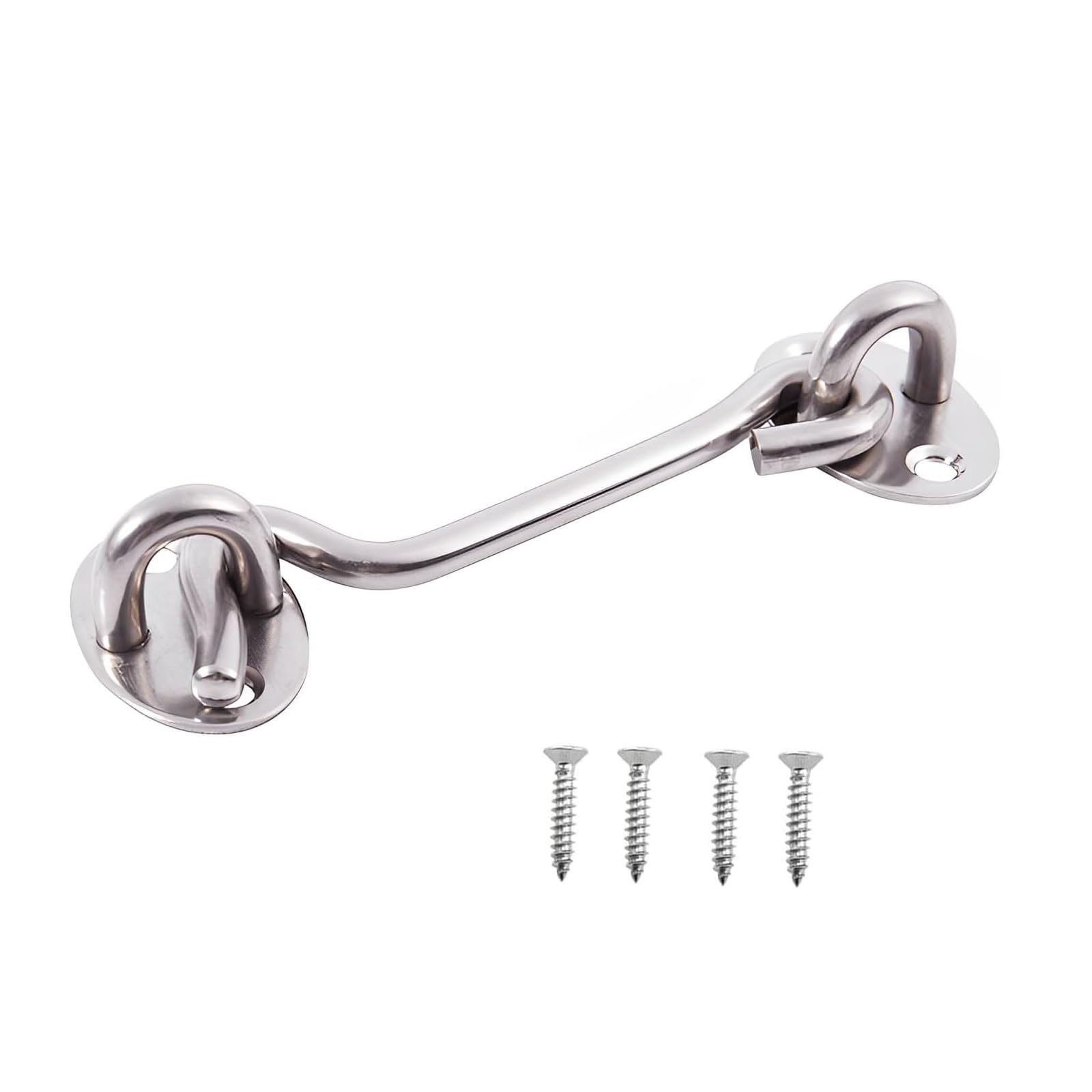 Excinter Sliver Door Hold Open 12 Inch Stainless Steel Cabin Hook Heavy Duty And Eye Latch Lock Shed Gate Door Chrome Cabin Hook