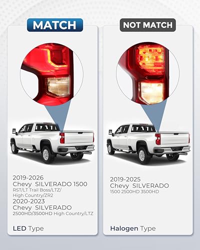 Image of LED Tail Lights For 2019-2026 Chevy Silverado Left GM2800311 84678149 | 2019-2026 Silverado 1500 RST /LT Trail Boss /LTZ /High Country /ZR2 2020-2023 Silverado 2500HD /3500HD High Country /LTZ