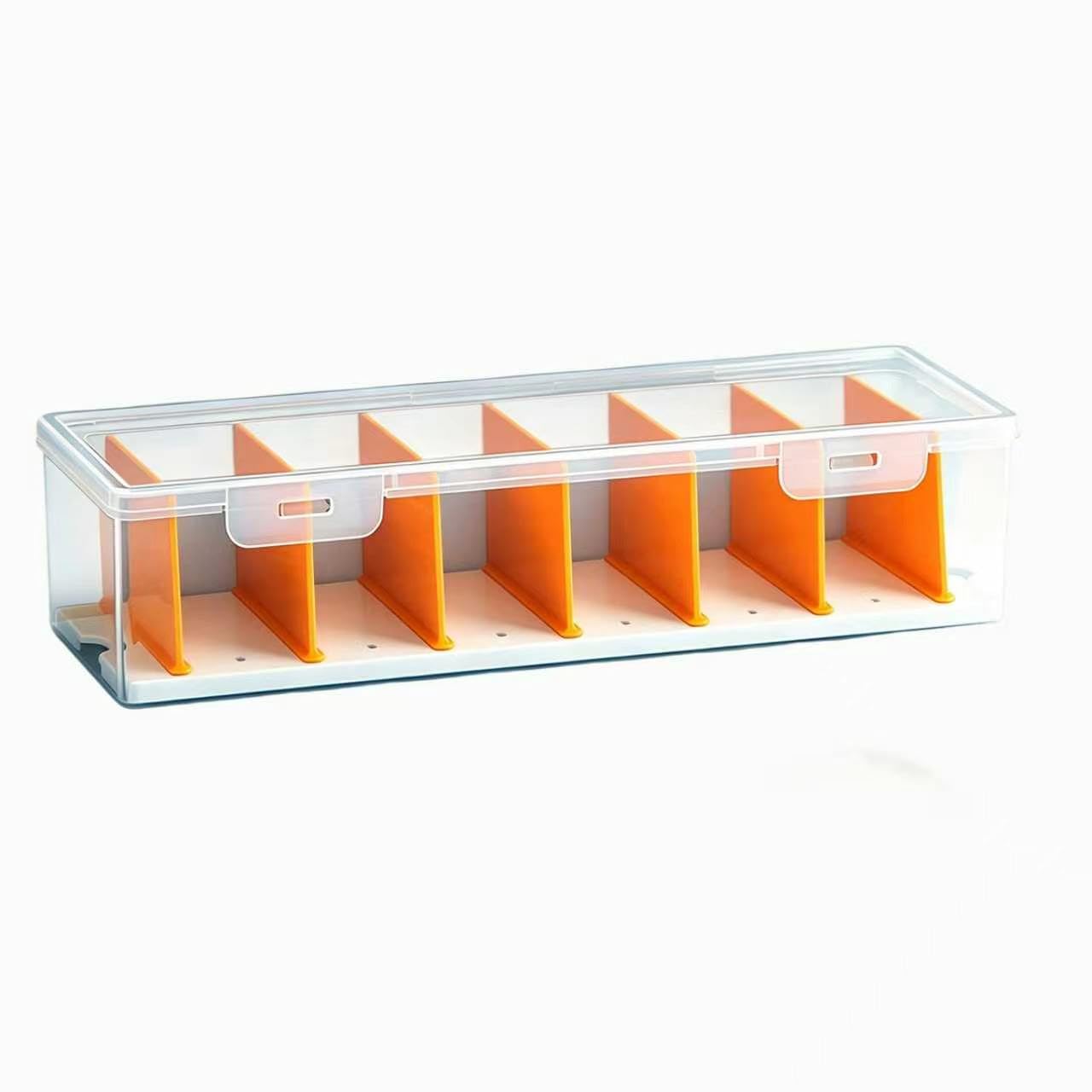 Cable Management Box with Lid, 7 Compartments Cable Organizer Box with Removable Dividers, Clear Desk Storage Box for Cables, Chargers, Wires, Earphones, Office & Home
