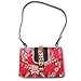 Gucci Sylvie Red Jacquard Floral Tokyo Silk Small Bag Ribbon Leather Handbag New Box