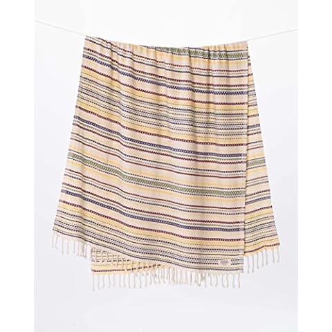 Teema Large Turkish Beach Towel - 100% Turkish Cotton - Sand Free - Fast Drying - Versatile and Multi-Use - The Shoreline (Colorful) Cover