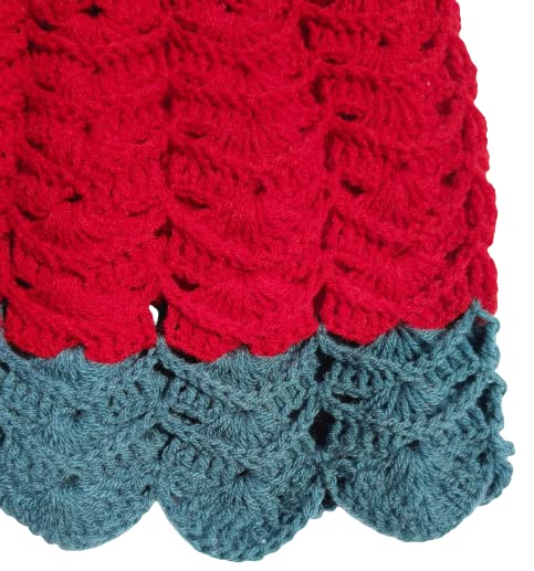 NILU CRAFT Baby Girl Hand Knitted Woollen Round Neck Sweater Cum Frock (Red & Grey) (1 to 2 Year, Red and Grey) - Image 4 thumbnail