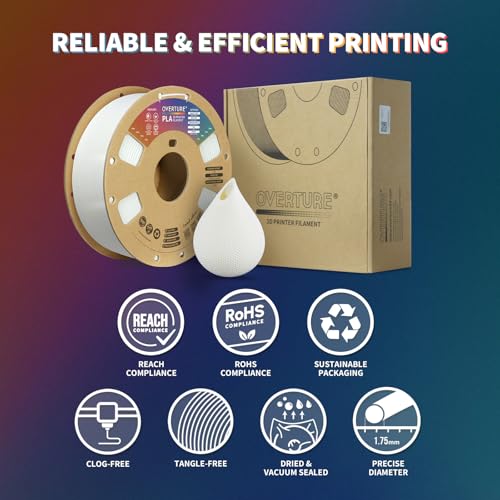 OVERTURE Filamento Pla Filamento de Impressora 3D Pla de 1,75 Mm, Carretel de Papelão de 1 Kg(2,2 Li