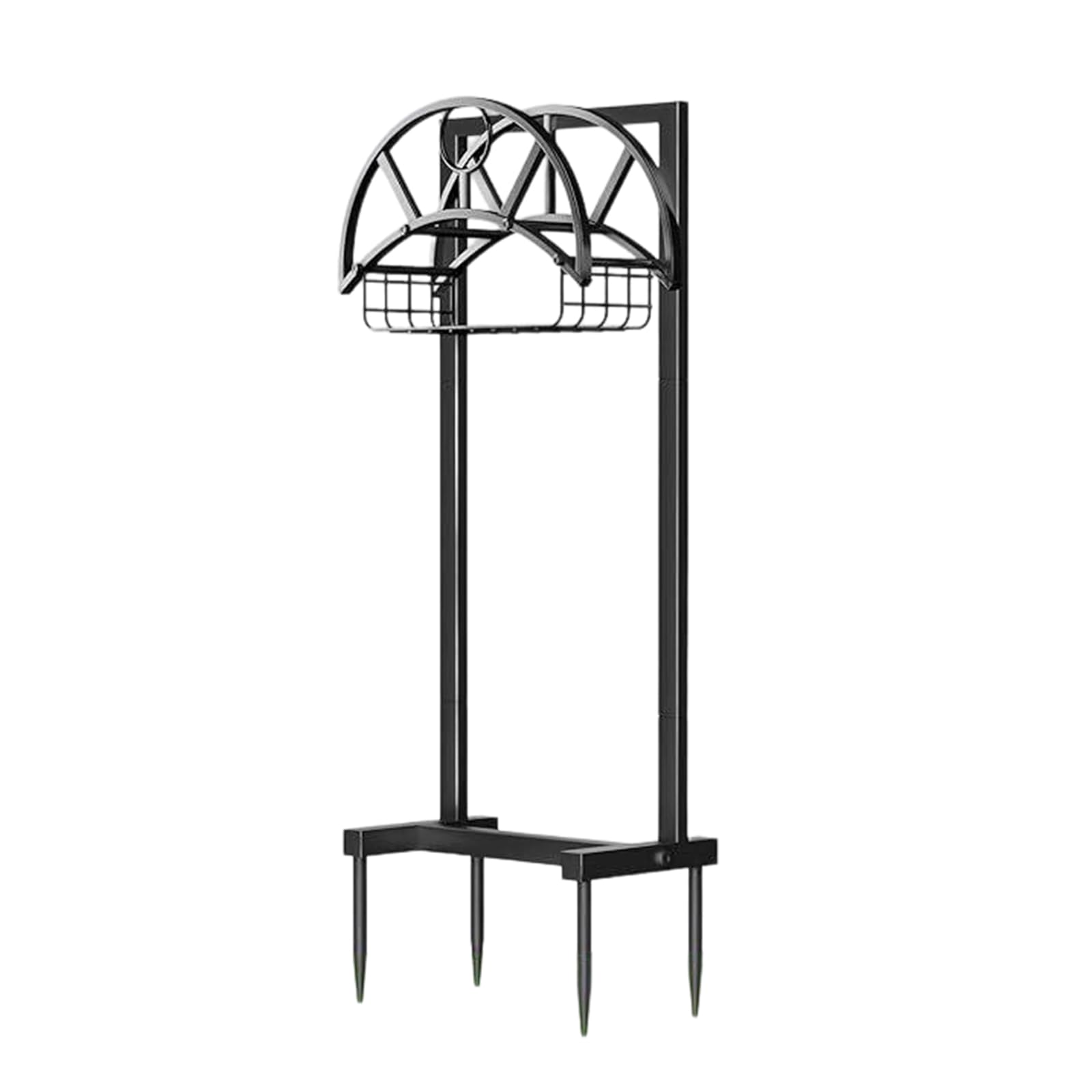 ljhnba Sturdy Iron Yard Hose Reel Stand with Anti Rust Coating and Tool Hooks for Outdoor Garden Storage Freestanding Hose Storage